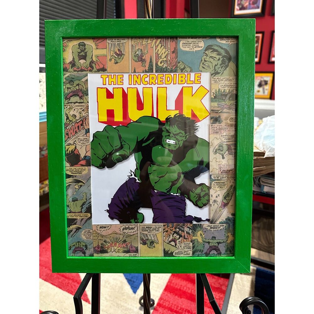 Incredible Hulk Pop Art Handmade Mixed mediawith Vintage Comic Book Panels – One